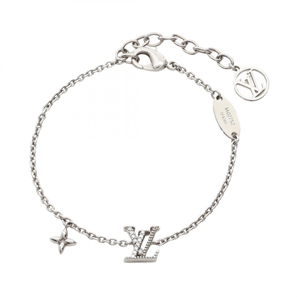 LOUIS VUITTON LV Iconic chain bracelet 19cm stainless steel rhinestones used LV