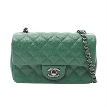 CHANEL Mini Matelasse 20 Chain Shoulder Crossbody Bag A69900 leather Green Used