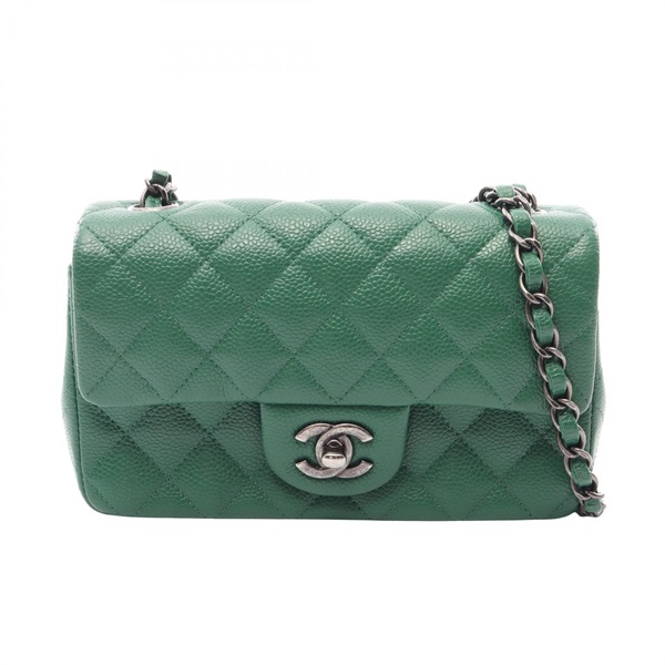 CHANEL Mini Matelasse 20 Chain Shoulder Crossbody Bag A69900 leather Green Used