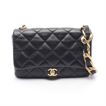 CHANEL Large flap bag Matelasse Chain Shoulder Bag AS3215 leather Black GHW Used
