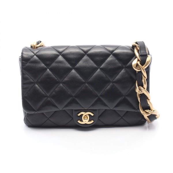 CHANEL Large flap bag Matelasse Chain Shoulder Bag AS3215 leather Black GHW Used