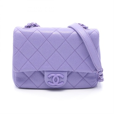CHANEL Mini Matelasse Chain Shoulder Crossbody Bag AS1784 leather Purple Used CC