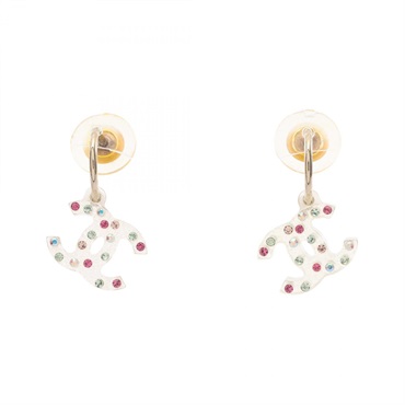 CHANEL 04A COCO Mark Pierced earrings Gold Plated Plastic Multicolor Used women