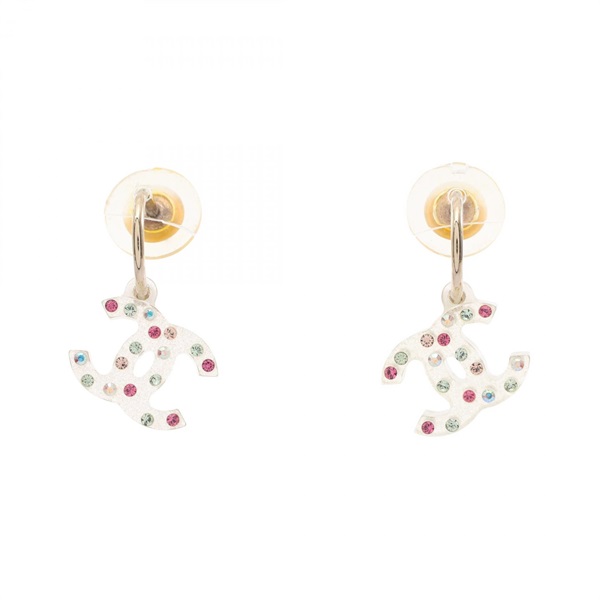 CHANEL 04A COCO Mark Pierced earrings Gold Plated Plastic Multicolor Used women