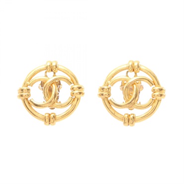 CHANEL COCO Mark Earring Gold Plated GHW Used Women CC