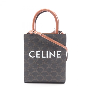 CELINE Mini Vertical Cabas Triomphe 2Way Tote Shoulder Bag 194372 Canvas Used