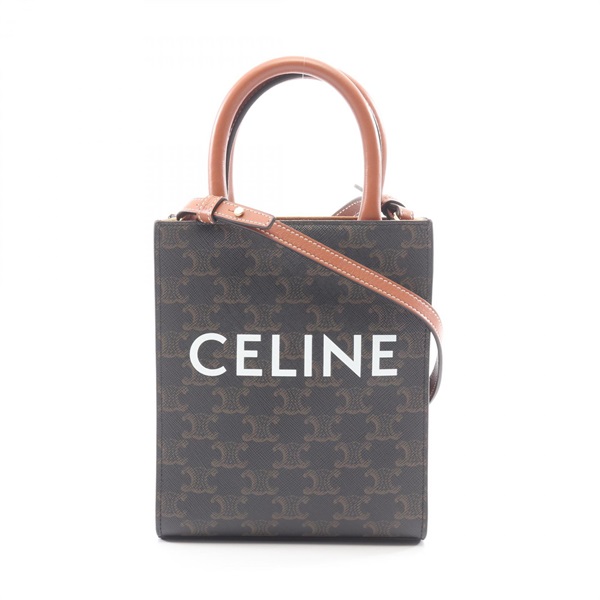 CELINE Mini Vertical Cabas Triomphe 2Way Tote Shoulder Bag 194372 Canvas Used