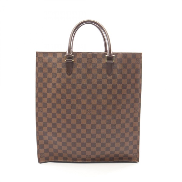 LOUIS VUITTON Sac Plat Tote Handbag N51140 Damier Ebene canvas leather Used LV