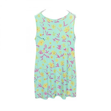 CHANEL All over printed Sleeveless Dress #40 P07806V05606 Nylon Blue Used CC
