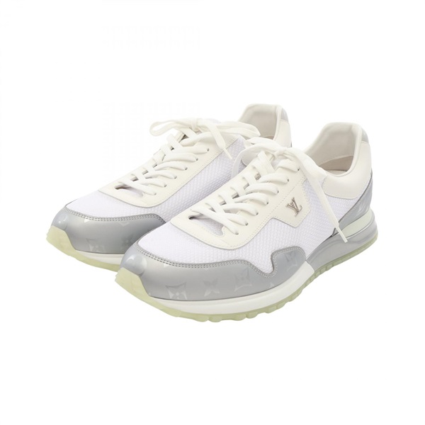 LOUIS VUITTON Runaway line sneakers shoes #9.5 leather mesh Silver White Used