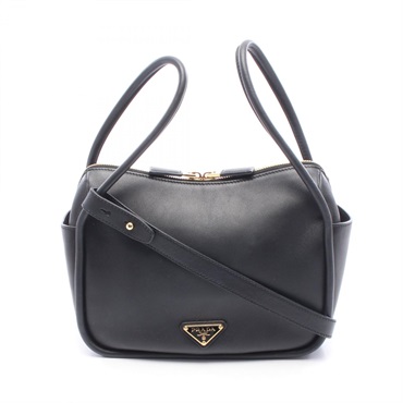PRADA Darling Triangle logo Shoulder Handbag 1BA4512CYSF0002 leather Black Used