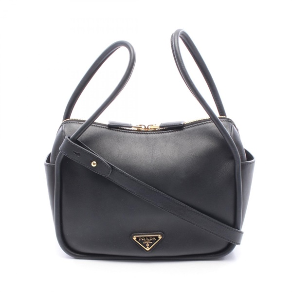 PRADA Darling Triangle logo Shoulder Handbag 1BA4512CYSF0002 leather Black Used