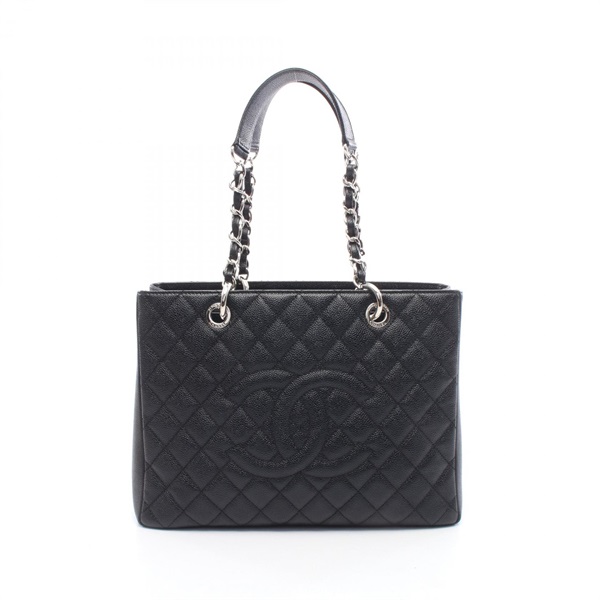 CHANEL Matelasse Grand Shopping GST chain Tote shoulder Bag A50995 leather Black