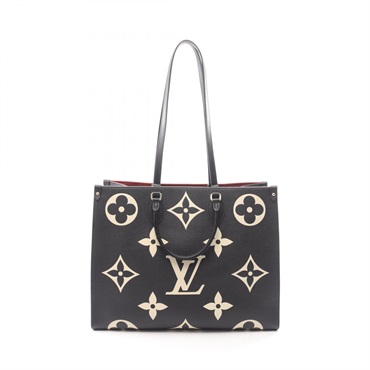 LOUIS VUITTON OnTheGo GM Bicolor shoulder Tote hand Bag M45945 leather black LV