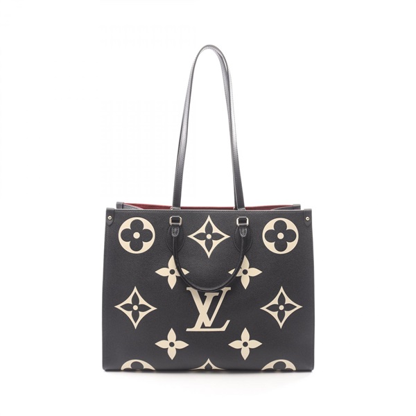 LOUIS VUITTON OnTheGo GM Bicolor shoulder Tote hand Bag M45945 leather black LV