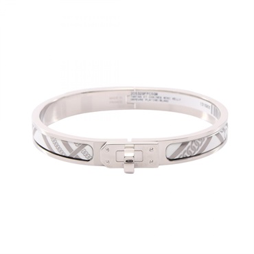 HERMES Mini Click Kelly PM Hommage a la Tartan et Chaine Bangle SS enamel White