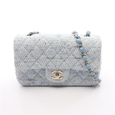 CHANEL Mini Matelasse 20 Chain Crossbody Shoulder Bag A69900 Fabric Blue GHW CC