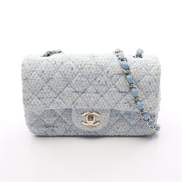 CHANEL Mini Matelasse 20 Chain Crossbody Shoulder Bag A69900 Fabric Blue GHW CC