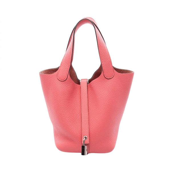 HERMES Picotin Lock PM Tote Handbag Clemence leather Pink Rose Azalee SHW Used Y