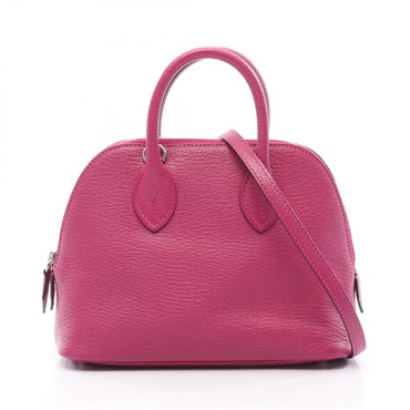 HERMES Bolide 1923 Mini Shoulder Crossbody Handbag Chevre leather Purple Used A