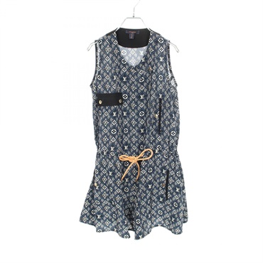 LOUIS VUITTON Since 1854 Monogram Sleeveless Dress #36 RW211B ZPD FKDR48 silk LV