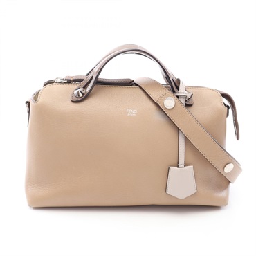 FENDI BY THE WAY MEDIUM Shoulder Handbag 8BL124 leather Beige Gray Used Women