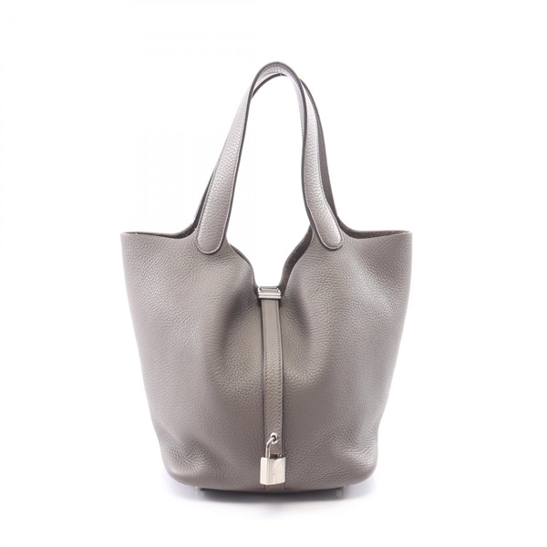 HERMES Picotin Lock MM Tote Handbag Clemence leather Gray Etain SHW Used Women Y