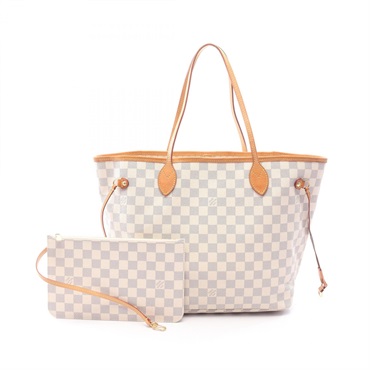 LOUIS VUITTON Neverfull MM Tote Shoulder Bag N41361 Damier Azur canvas Used LV