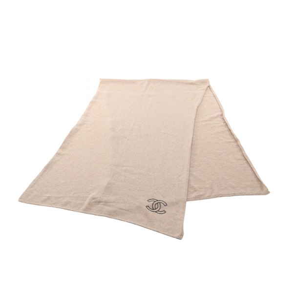 CHANEL COCO Mark Stole wrap scarf cashmere Beige Used Women