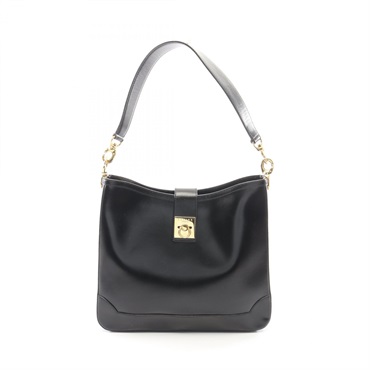 CELINE Shoulder hand Bag leather Black Used Women