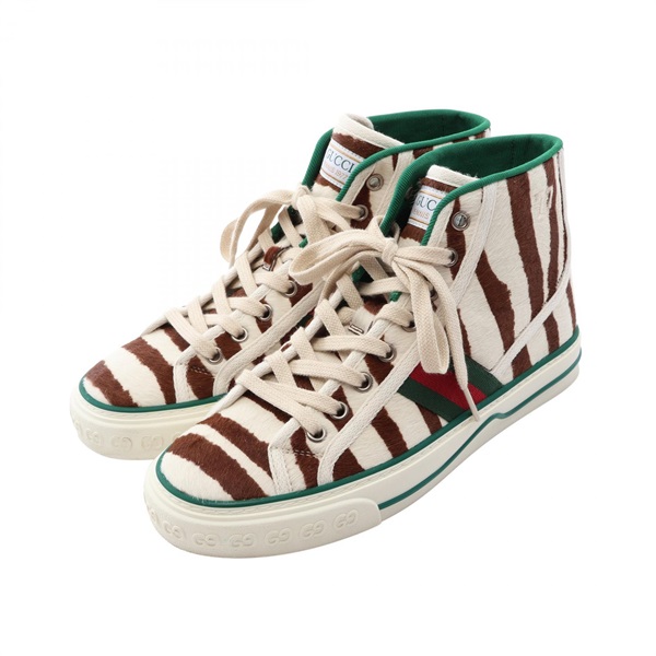 GUCCI Tennis 1977 Sherry Line Zebra High top Sneakers Shoes #37 leather Used