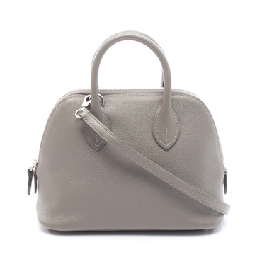 HERMES Bolide 1923 Mini Crossbody Handbag Evercolor leather Gray SHW Used U