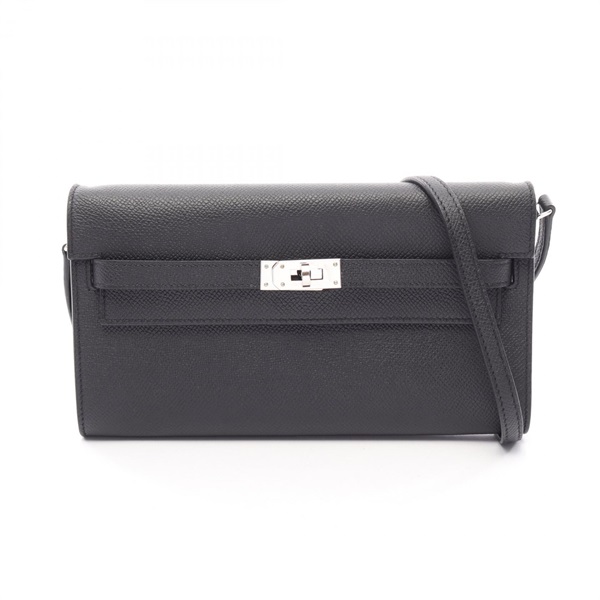 HERMES Kelly Long To Go Crossbody Shoulder Bag Epsom leather Black Used SHW W