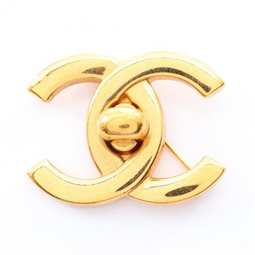 CHANEL COCO Mark Brooch Gold Plated GHW Used Women CC