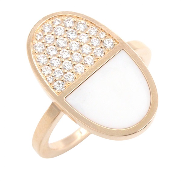 HERMES Chaine d'Ancre Verso MM Diamond Ceramic Ring 18KRG Used Women US #7 #55