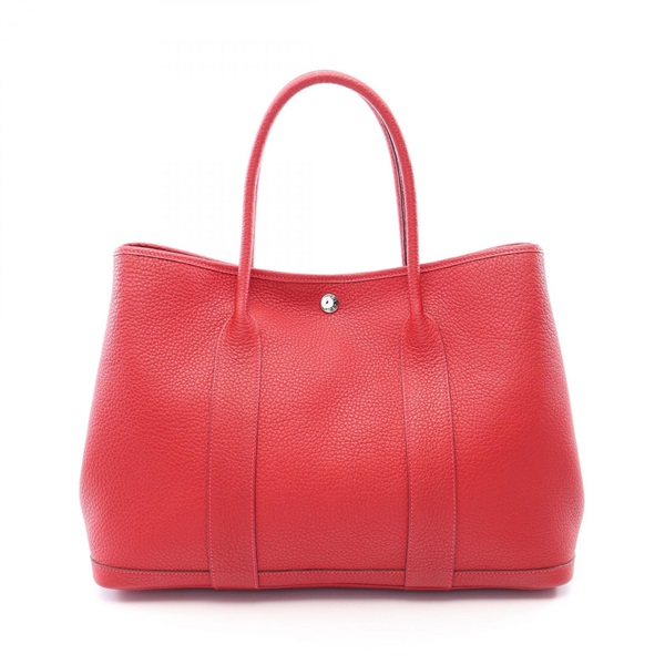 HERMES Garden party PM Tote hand Bag D Negonda leather Rouge piment Used SHW