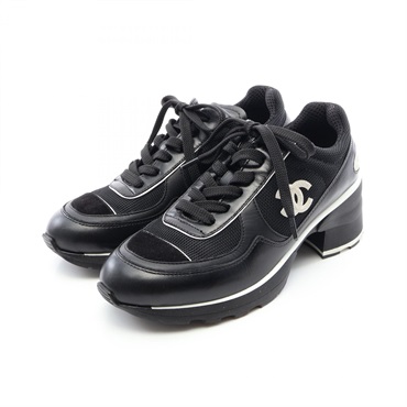 CHANEL COCO Mark sneakers shoes #39 G46871 leather Suede Fabric Black White Used