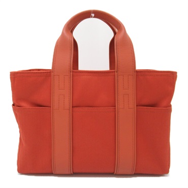 HERMES Acapulco PM Tote hand Bag leather Nylon Orange SHW Used