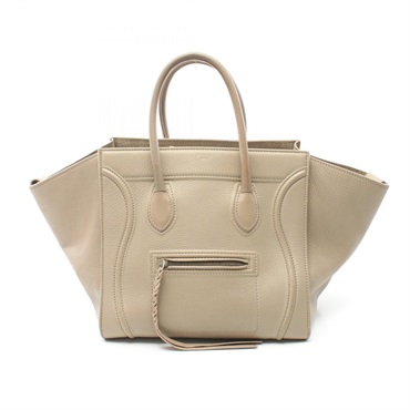 CELINE Luggage phantom Tote Hand Bag leather Beige Used Women