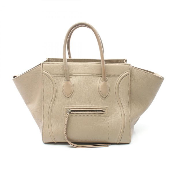 CELINE Luggage phantom Tote Hand Bag leather Beige Used Women