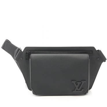 LOUIS VUITTON Bum NV waist belt shoulder bag M57081 Aerogram Grain leather noir