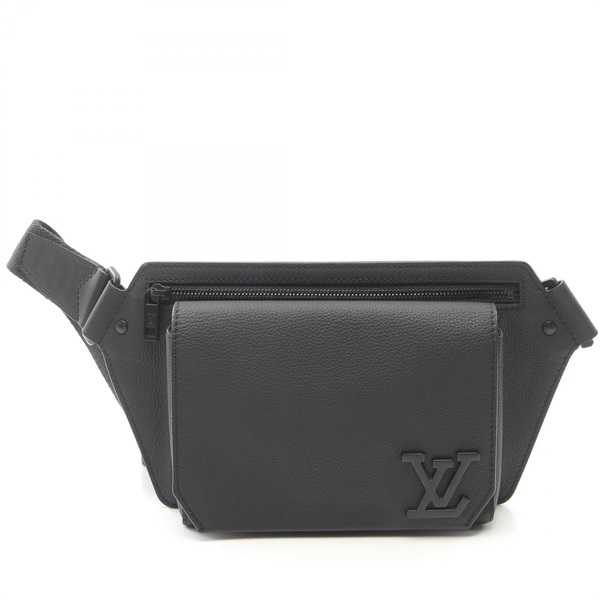 LOUIS VUITTON Bum NV waist belt shoulder bag M57081 Aerogram Grain leather noir