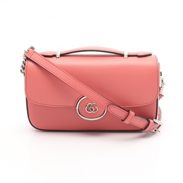 GUCCI Petit GG Hand Shoulder Bag crossbody 739722 leather Pink Used Women