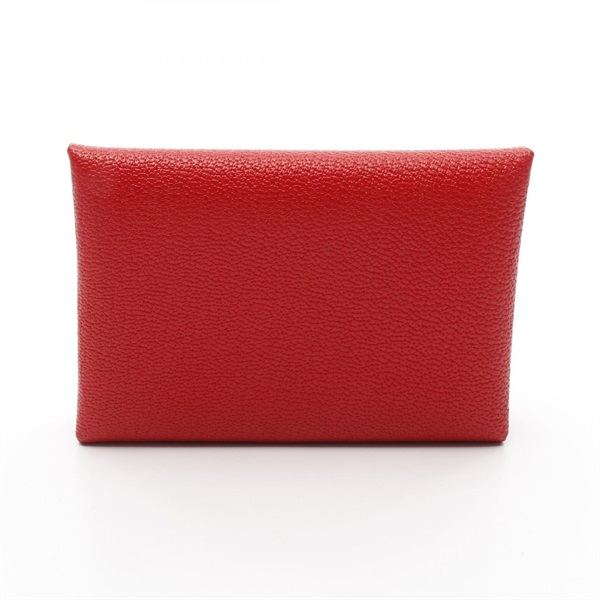 HERMES Calvi duo coin purse wallet W Chevre rouge coeur Rose darling SHW
