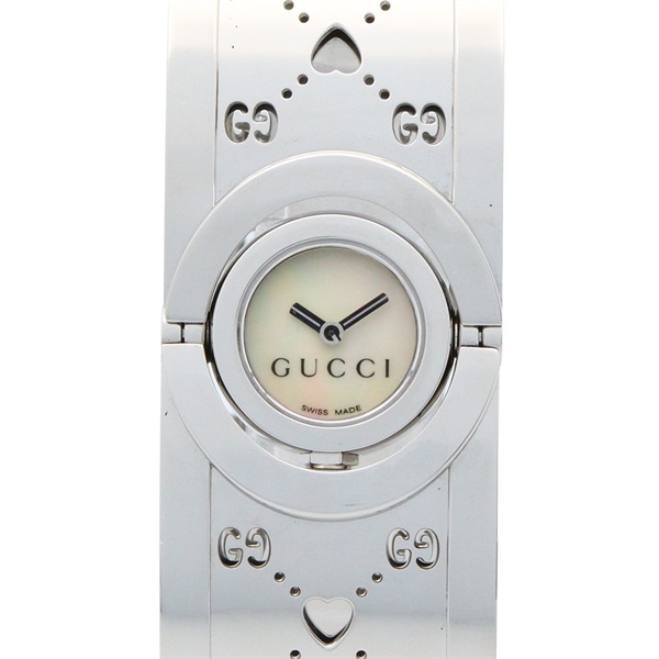 GUCCI Twirl bangle Wrist Watch YA112523 Quartz Stainless Steel Used Women White