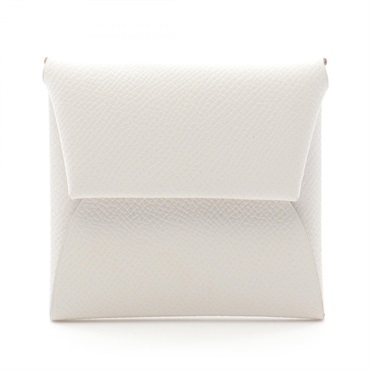 HERMES Bastia coin purse wallet Epsom leather White Gris pale Used Women W SHW
