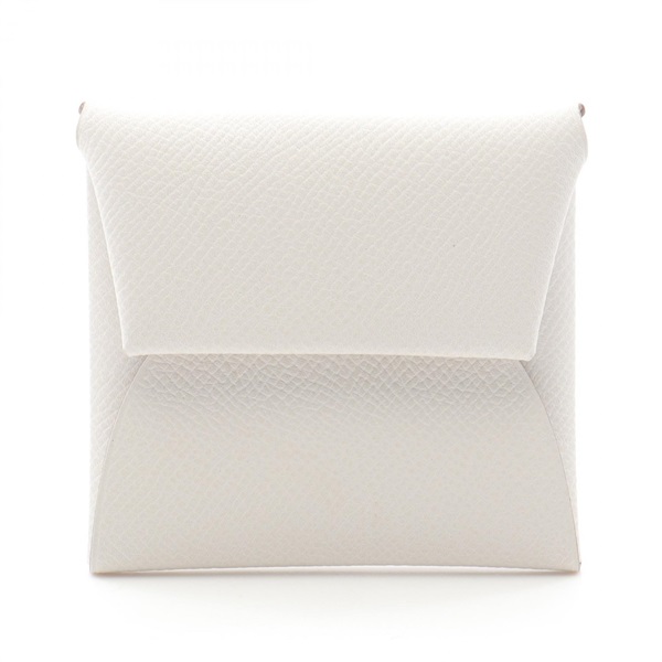 HERMES Bastia coin purse wallet Epsom leather White Gris pale Used Women W SHW