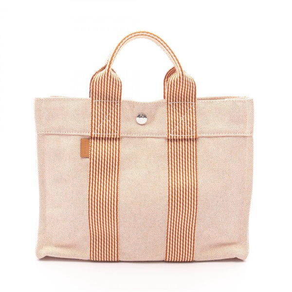 HERMES New Fourre-tout PM Hand Tote Bag canvas Beige Orange Used Women SHW