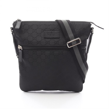 GUCCI GG nylon Crossbody Shoulder Bag 449184 Nylon leather Black Used unisex