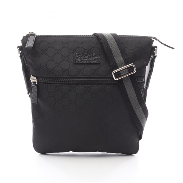 GUCCI GG nylon Crossbody Shoulder Bag 449184 Nylon leather Black Used unisex